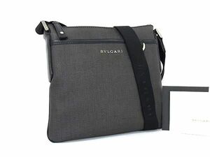 1円 ■極美品■ BVLGARI ブルガリ ウィークエンド PVC×レザー ワンショルダーバッグ クロスボディ 斜め掛け グレー系×ブラック系 FG0860