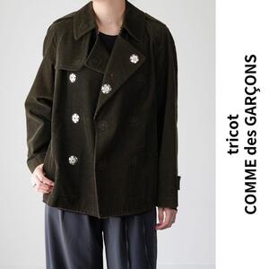 美品 tricot COMMEdesGARCONS トリコ コムデギャルソン トレンチジャケット ライダース コーデュロイ ショートトレンチ 風合い加工 AD2004