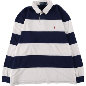 古着 ラルフローレン Ralph Lauren POLO by Ralph Lauren ボーダー柄 長袖 ラガーシャツ メンズXL相当 /eaa493201