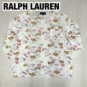 RALPH LAUREN ラルフローレン カットソー Tシャツ レディース M 生成り ボタニカル 花柄