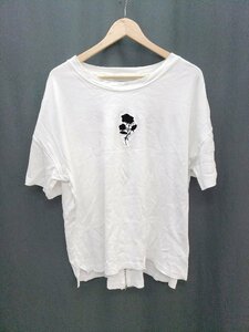 ◇ ADRER アドラー 薔薇 バラ 刺繍 半袖 Tシャツ カットソー サイズS ホワイト メンズ P