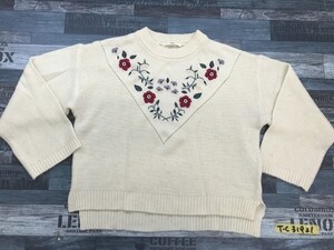 CIAOPANIC チャオパニック レディース フラワー刺繍 アクリル・ウールニットセーター F 白