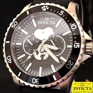 【スヌーピー 】Snoopy/INVICTA/メンズ(レディース)腕時計/インビクタ/新品/男性.女性用/ブラック.シルバー色/かわいい/お洒落/激レア/希少