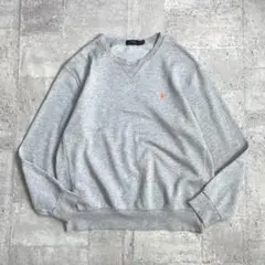 OLD POLO Ralph laurne 前V字 スウェット グレー XL