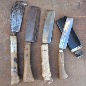  エビ鉈 鉈 片刃 中古 まとめて 4本セット ナタ なた 海老鉈 ハンドツール 工具 大工道具 林業道具