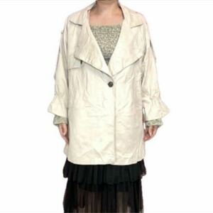 トレンチコート スプリングコート ロングコート ジャケット　アウター　コート　ホワイト系　8分袖　2XL