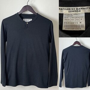 ★【国内正規品 日本製】KATHARINE HAMNETT LONDON キャサリン ハムネット ロンドン ウール ヘンリーネック カットソー 長袖 Tシャツ M