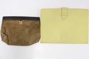 LOEWE ロエベ アナグラム セカンドバッグ クラッチバッグ 型押し イエロー ブラウン セット 10-M040Y/1/100