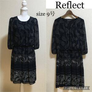 【超美品】Reflect* ペイズリー柄の上品ワンピース 濃紺 手洗い 行事 式典 