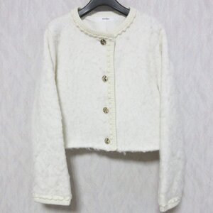 美品 23AW SNIDEL スナイデル アルパカブレンド ファーライクニットジャケット SWNJ235024 F ホワイト ◆