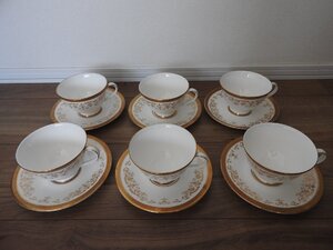 ★☆【送料無料】ROYAL DOULTON ロイヤルドルトン　Belmont　カップ＆ソーサ　金縁　６客揃え　セット　アンティーク　☆★