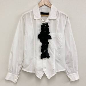 AD1989 tricot COMME des GARCONS 立体 フラワー 装飾 長袖 シャツ ブラウス 白 トリココムデギャルソン 80s VINTAGE archive 3090287