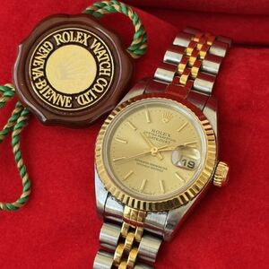 稼動品 ◆ ロレックス ROLEX デイトジャスト DATEJUST 自動巻 YG×SS オートマチック 腕時計 69173 内箱付き レディース ウォッチ