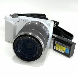 SONY ソニー デジタル一眼カメラα NEX-3N ホワイト Eマウントレンズ E 3.5-5.6/18-55 OSS SEL1855 純正バッテリー付き 送料無料