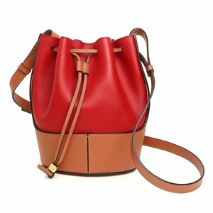 （新品・未使用品）ロエベ LOEWE バルーン スモール ショルダーバッグ 斜め掛け ナッパ レザー ルージュ タン レッド ブラウン 326.76AC31