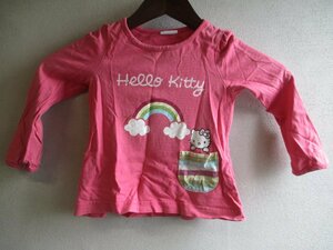 【Hello Kitty】 長袖Tシャツ ベビー服 サイズ:95 色:ピンク 身丈:33 身幅:26 肩幅:21/EAT