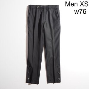 C1788H　▼NAMACHEKO ナマチェコ▼ 19AW Bawanim Trousers 裾ボタン スリット ウールパンツ ブラック XS / 黒 シーズンレス rb mks