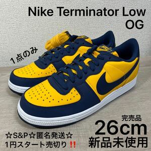 1円スタート売切り 新品未使用 Nike Terminator Low OG Michigan 26cm ナイキ ターミネーター ロー ミシガン FJ4206-700 スニーカー