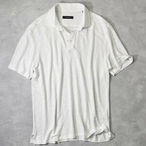 16,7万【zegna エルメネジルドゼニア 新品】見て着て涼しい清涼スラブリネン100％◇夏の最強組み合わせ◇高級シャツ仕立てリネンポロシャツ