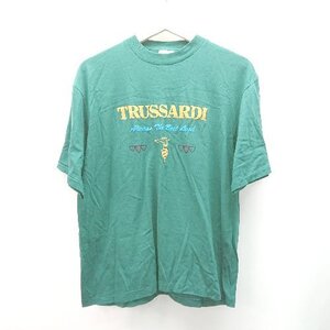 ◇ trussardi クルーネック 前面プリント プルオーバー カジュアル 半袖 Ｔシャツ 表記なし グリーン レディース E