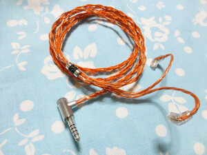 UE qdc 用ケーブル オーグライン +pt 撚り線 + 7N OCC 純銅 八芯 ブレイド編 4.4mm5極 L字 FT-7445 (R) FURUTECH ロジウムメッキ (KZ 可能)