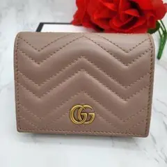 【極美品】 GUCCI グッチ 折り財布 財布 マーモント キルティング ピンク