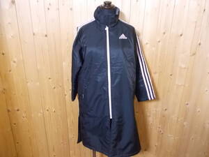 e1074◆adidas CLIMAPROOF ベンチコート◆アディダス キッズ サイズXS ブラック 裏地ボア スポーツウェア 子供服 6H