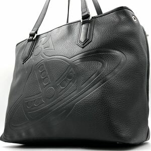 1円【S級美品・入手困難】ヴィヴィアンウエストウッド Vivienne Westwood トートバッグ ハンド ビジネス 肩掛け A4 大容量 レザー ブラック