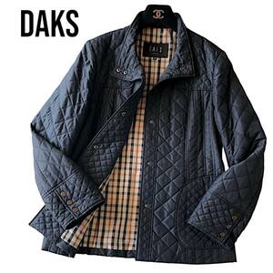 C25◆美品 ダックス DAKS 大きいサイズ 38 L 前後 中綿 キルティング ジャケット ブルゾン アウター 身幅50cm 裏地 チェック 羽織り 秋冬