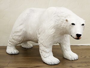 ○ シロクマ 白熊 白くまオブジェ 全長約73cm 陶器 人形 置物 動物 アニマルオブジェ 店舗インテリア ディスプレイ