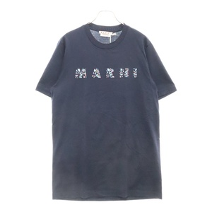 MARNI マルニ 24SS フロントロゴプリント半袖Tシャツ HUMU0198PQ ネイビー