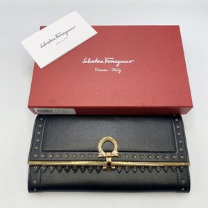 フェラガモ 22C3478 長財布＜財布＞ Salvatore Ferragamo サルバトーレフェラガモ ブラック レザー ガンチーニ ブランド 二つ折り財布