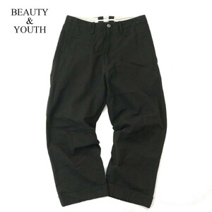 BEAUTY&YOUTH BY TUBE ユナイテッドアローズ × チューブ 春夏 シアサッカー★ ストレート パンツ Sz.S　メンズ 黒 日本製　A3B02051_4#P