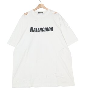 BALENCIAGA/バレンシアガ 651795 デストロイ加工 ロゴプリント Tシャツ【RM327-008】237