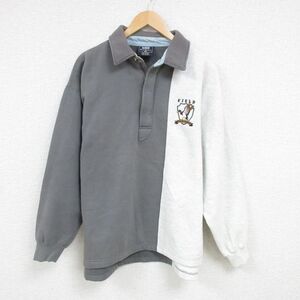 XL/古着 リー Lee 長袖 ハーフジップ スウェット メンズ 00s ツートンカラー 鹿の子 大きいサイズ クルーネック 薄グレー 霜降り 25jan20