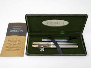 PARKER 75 パーカー STERLING SILVER スターリングシルバー 万年筆 ペン先 14K ボールペン 2点セット　　 #350