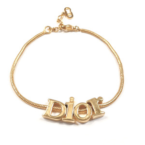 ディオール Dior ブレスレット ロゴ アルファベット ヴィンテージ メタル ゴールド アクセサリー