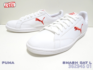 ■PUMA■スマッシュキャットL(28cm)■WHT/RED■362945 01