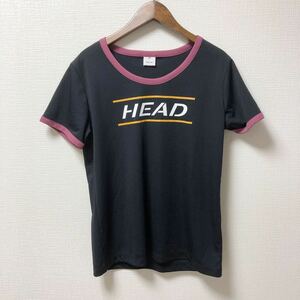HEAD ヘッド 半袖 Tシャツ プラクティスシャツ レディース Lサイズ ブラック 黒 ポリエステル バックプリント