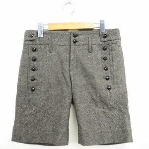 FULLEY パンツ ハーフ総柄 シンプル ひざ丈 ウール 毛 アンゴラ混 M グレー 灰 /MT33 レディース