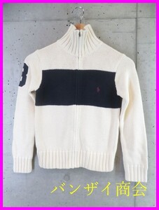 6211s8◆良品です◆Ralph Lauren ラルフローレン フルジップ リブ編み コットンニットジャケット S/セーター/カーディガン/ポロシャツ