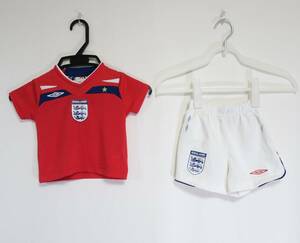 イングランド 代表 08 アウェイ ユニフォーム 上下セット ジュニア 70-80cm アンブロ UMBRO England サッカー シャツ キッズ 子供 ベビー服