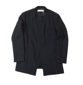 ISSEY MIYAKE イッセイミヤケ ノーカラージャケット フルジップ ウール ブラック 黒 ポケット有り M (ma)