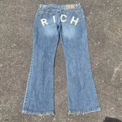 richmond backprint flare damage denim