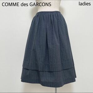 希少 AD1995 COMME des GARCONS フレアスカート 膝丈 Mサイズ グレー ウール レイヤード 90s japan コムデギャルソン 1スタ