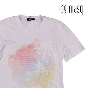 +39 masq（マスク） Uネック半袖Tシャツ T7010 ホワイト L 22794 【S22796】