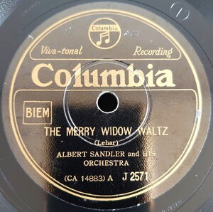 【蓄音機用SP盤レコード】THE MERRY WIDOW WALTZ/VILIA/ALBERT SANDLER and HIS ORCHESTRA-アルバート・サンドラー/SPレコード