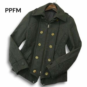 PPFM ペイトンプレイス 秋冬 メルトン ウール★ 切替デザイン ナポレオン ジャケット Sz.S　メンズ グレー　A4T12144_B#N