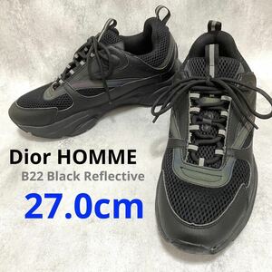 希少・高級【Dior】ディオール (44) メッシュスニーカー B22 Black Reflective 黒