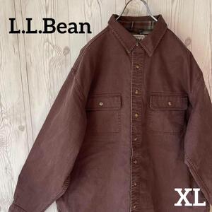 L.L.Bean　エルエルビーン　長袖ボタンダウンシャツ　メンズXLサイズ　BD コットン　エンジ ダークレッド　アウトドア　キャンプ